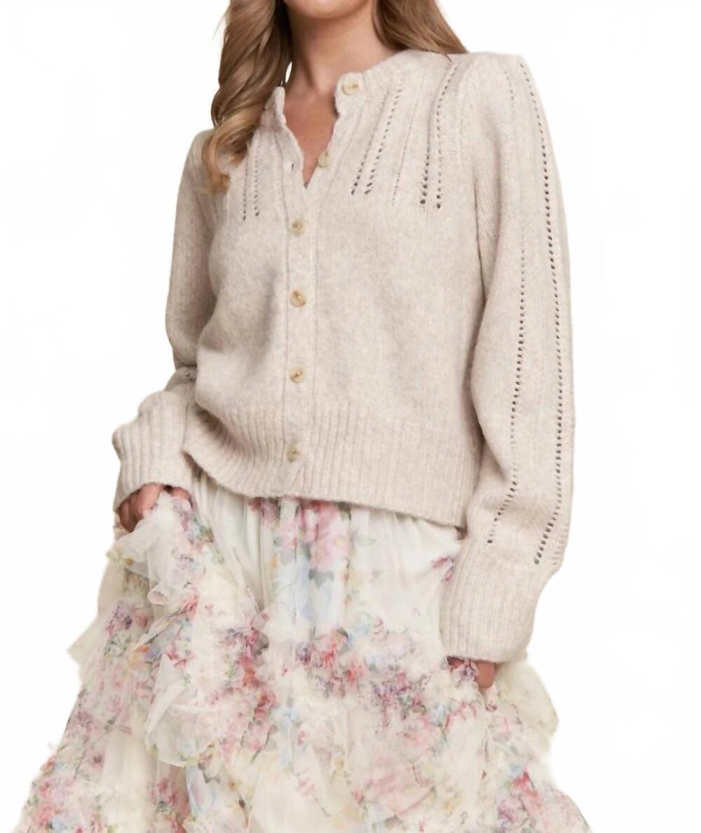 NEW J.NNA soft knit eyelet button cardigan in light sand
